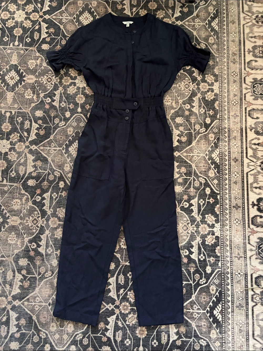 joie Classic Navy Short-Sleeve Jumpsuit XXS